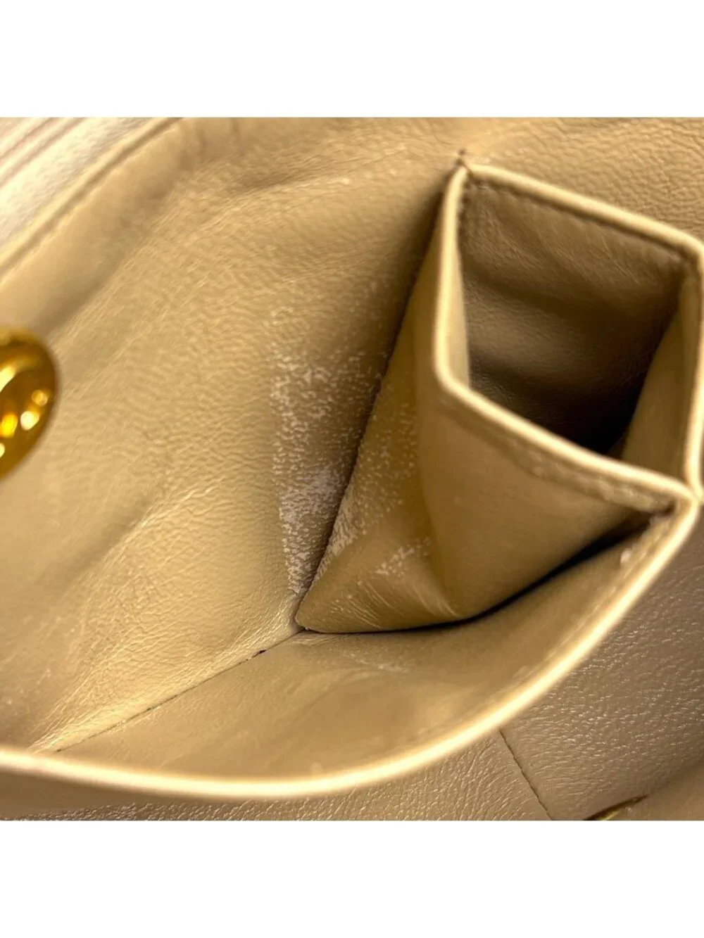 Chanel Quilted Shoulder Bag CC Logo Single Flap Leather Beige